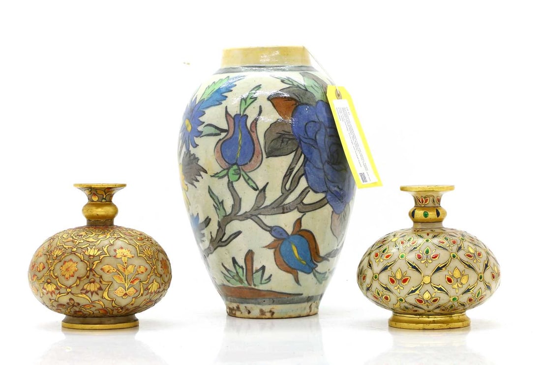 A polychrome painted pottery vase 20th century, Persia (1 of 2)