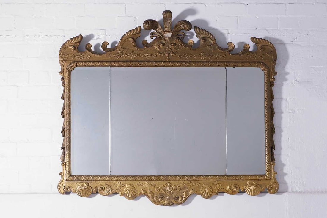 A George II-style giltwood overmantel mirror 19th century (1 of 10)