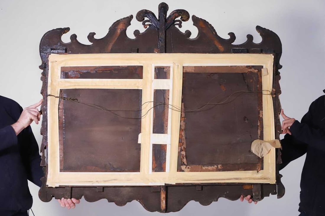 A George II-style giltwood overmantel mirror 19th century - 2