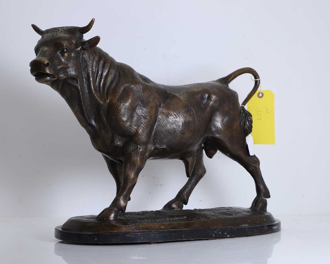 After Isidore Jules Bonheur (French, 1827-1901) A patinated bronze bull (1 of 2)