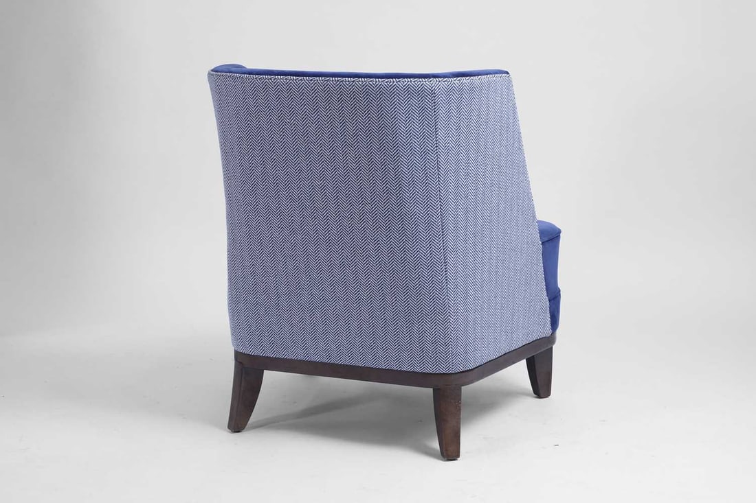 A contemporary blue velvet armchair Modern, by Wychwood Design - 2