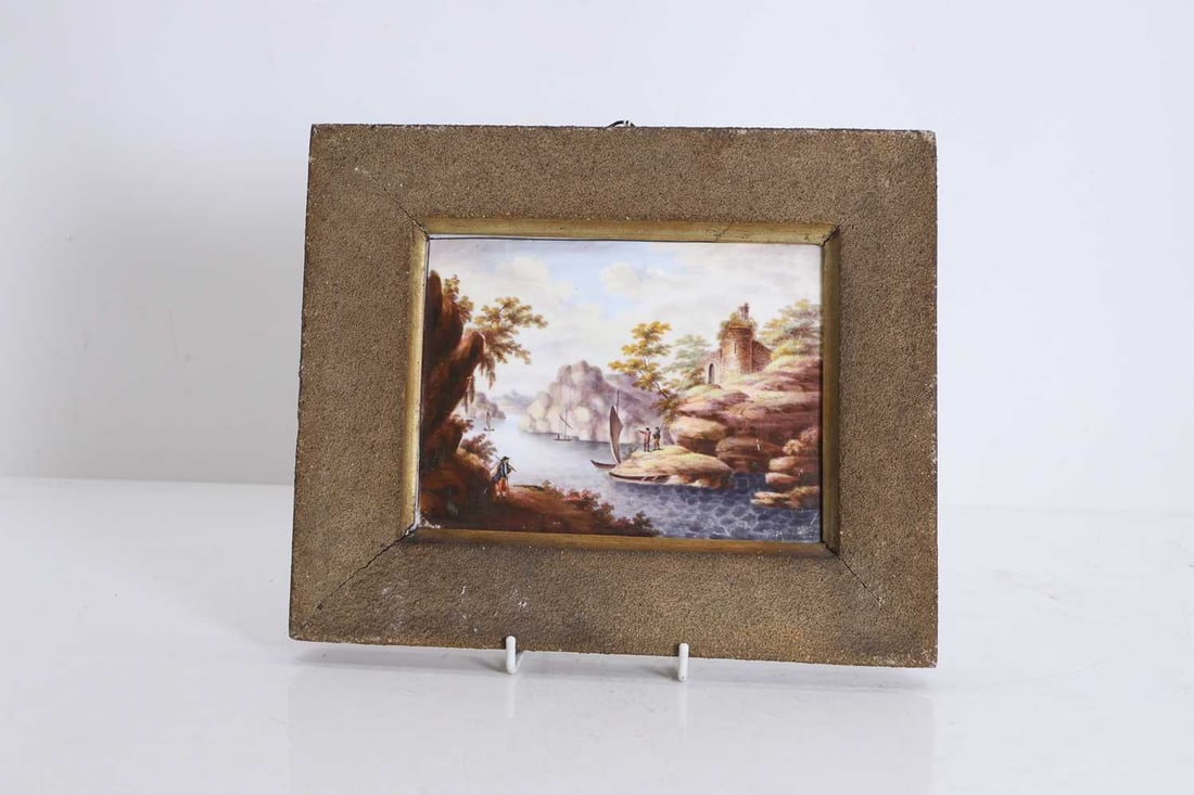 A framed porcelain plaque 20th century (1 of 2)