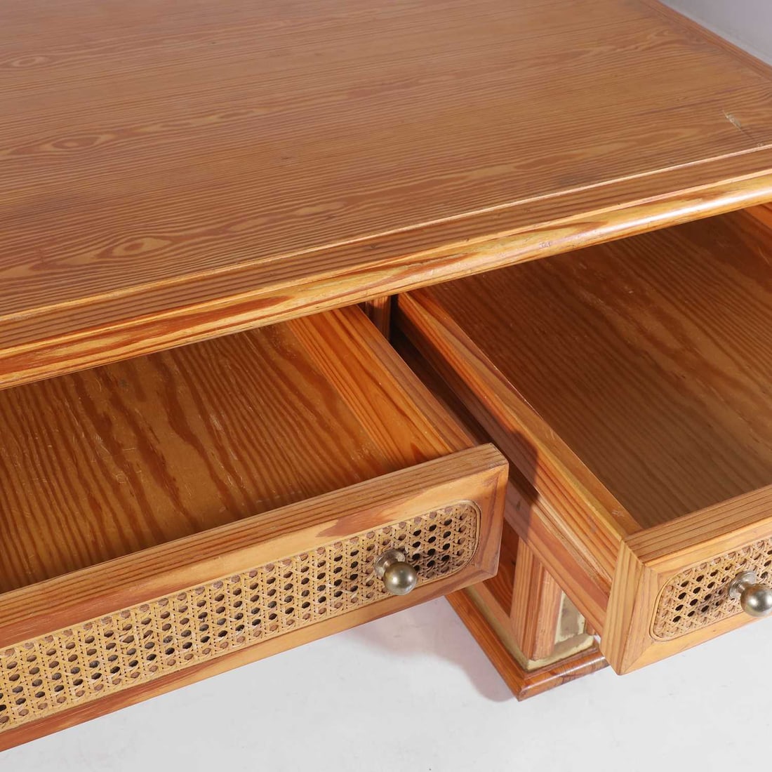 French A rattan and pine desk - 6