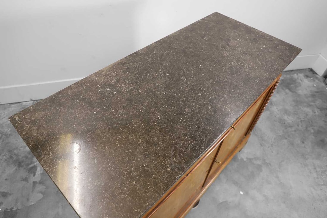 A marble topped walnut commode - 2