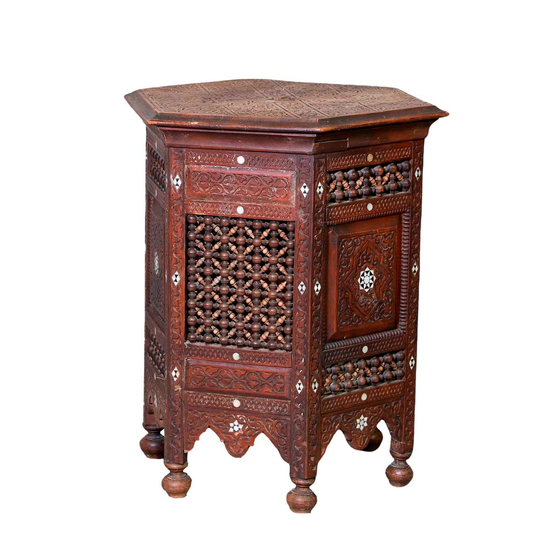 A hardwood hexagonal table 20th century (1 of 2)