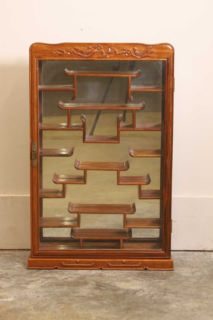 A Chinese hardwood deity display cabinet 20th century (1 of 2)