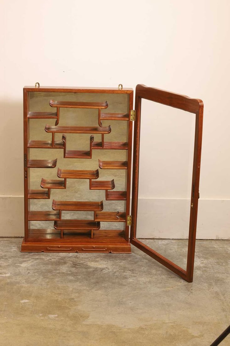 A Chinese hardwood deity display cabinet 20th century - 4