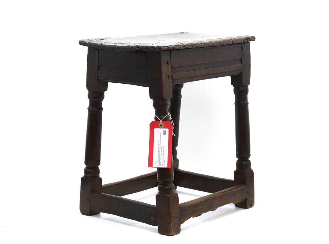An oak joint stool Late 17th to early 18th century (1 of 2)