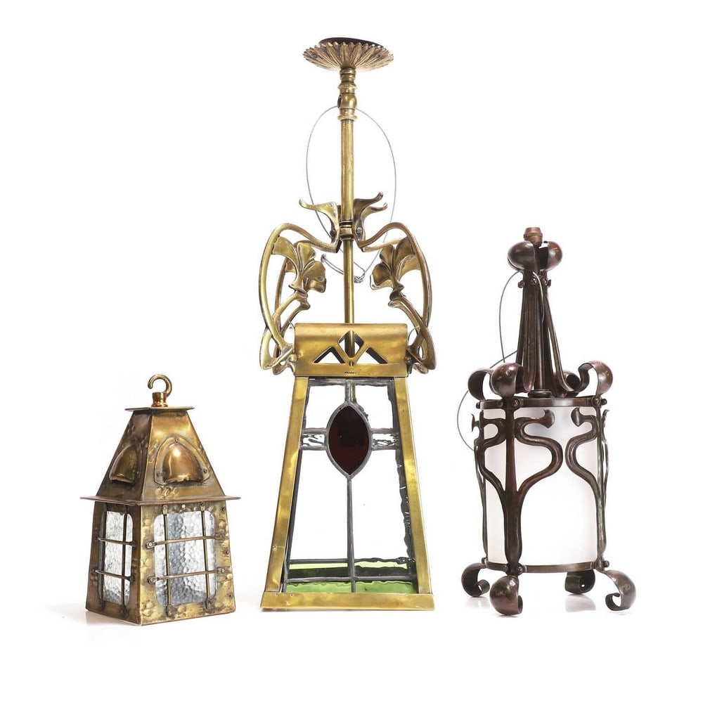 Three Arts and Crafts lanterns, late 19th century, (1 of 2)