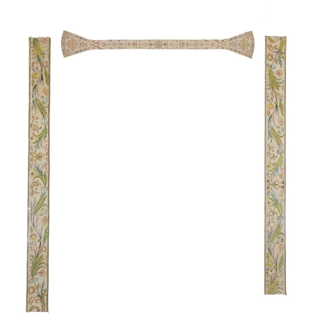 A pair of silk embroidered ecclesiastical banners, 19th-20th century, (1 of 4)