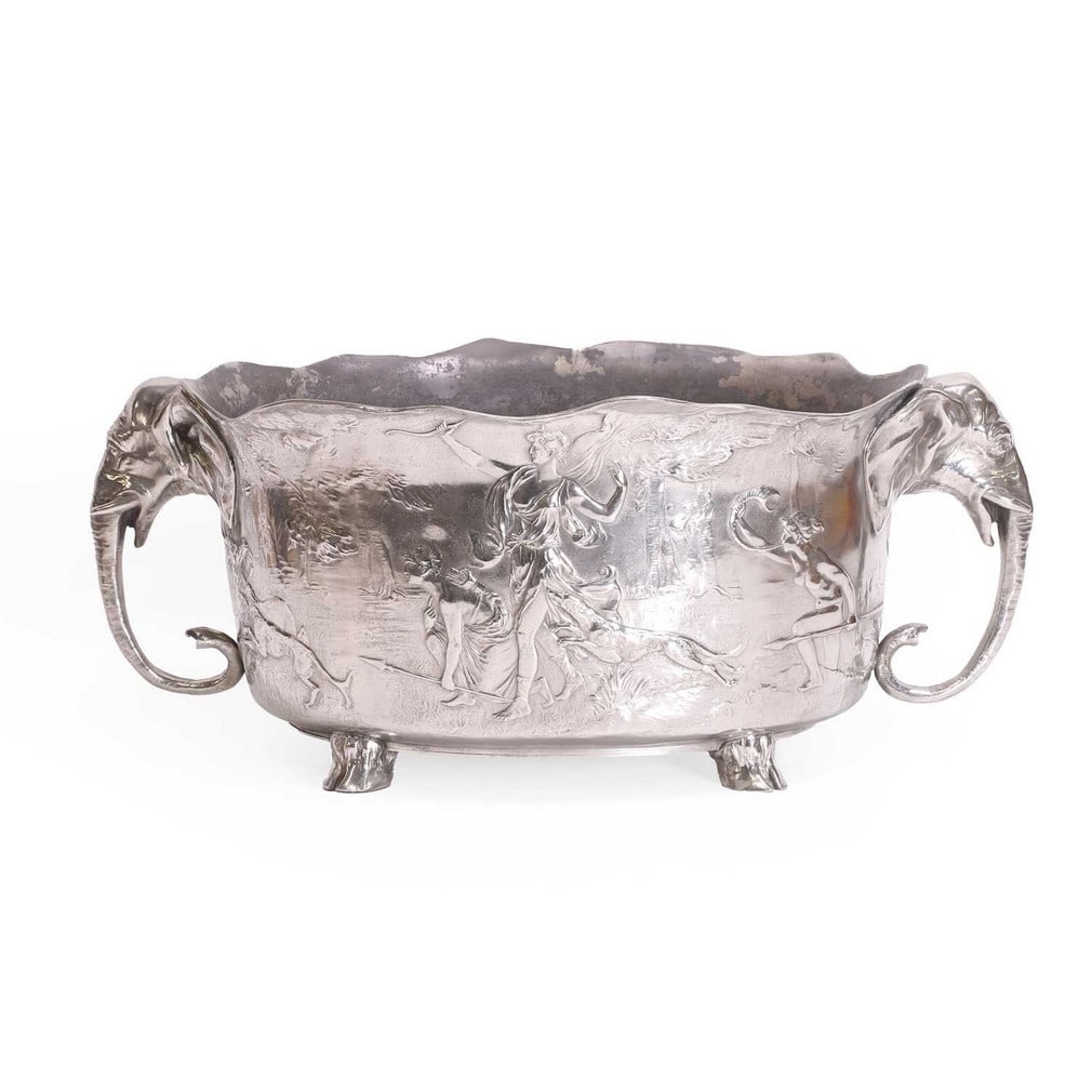 Franz Dorrenbache (German, 1870-1943) a pewter wine cooler, (1 of 3)