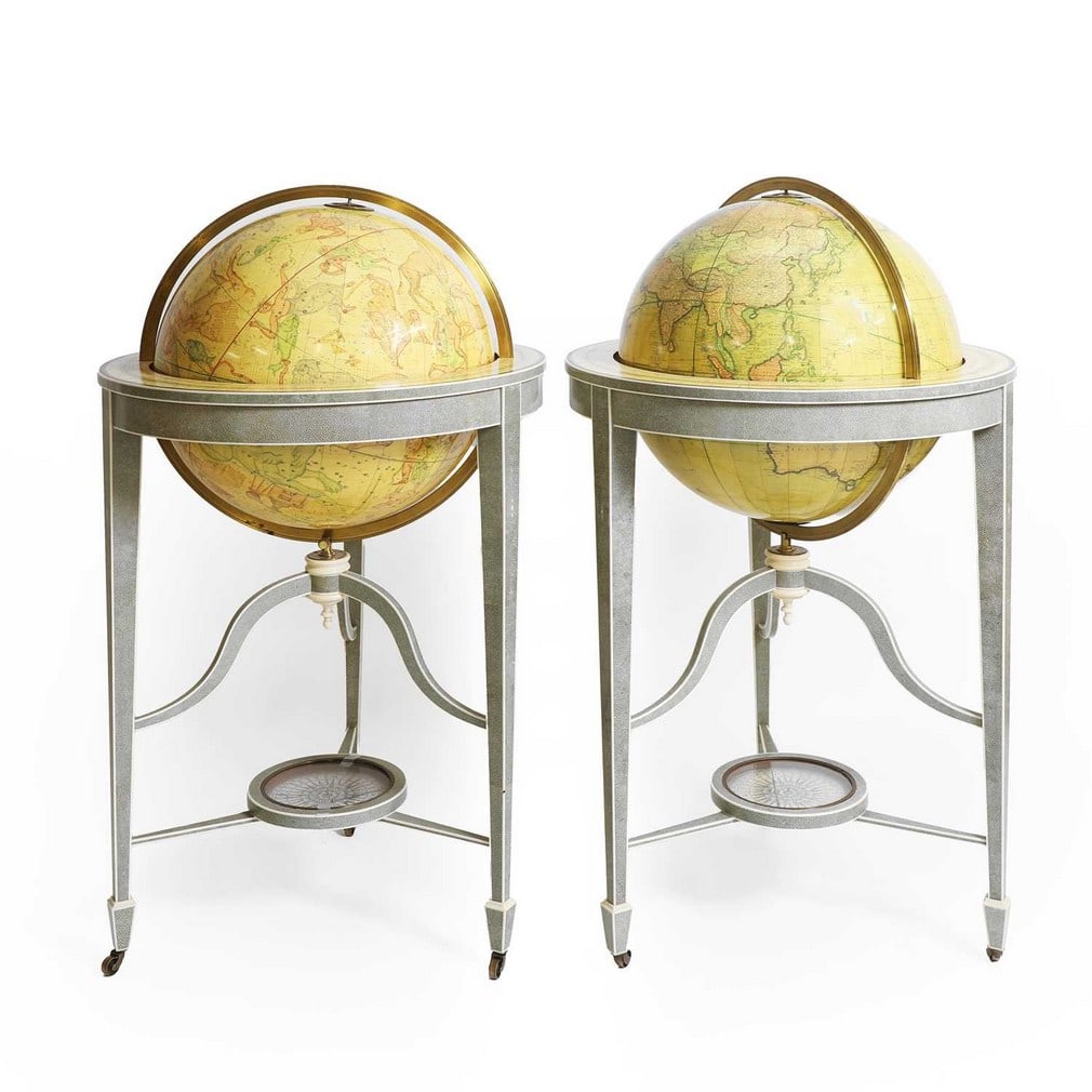 A pair of 21-inch terrestrial and celestial library globes, of recent manufacture, after the late (1 of 8)