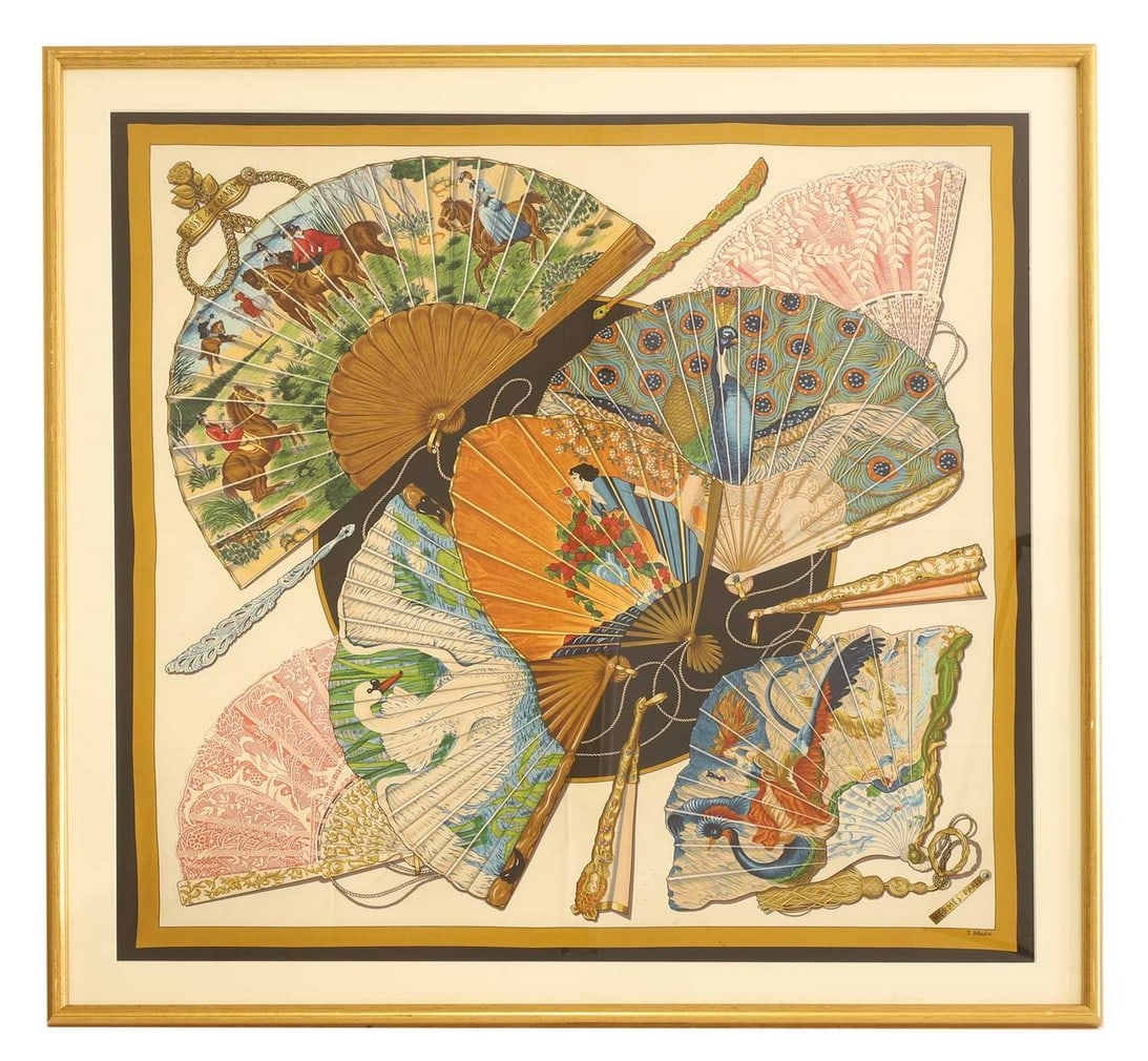 An Hermès, Paris, printed silk scarf, c.1980, by Julie Abadie, (1 of 2)