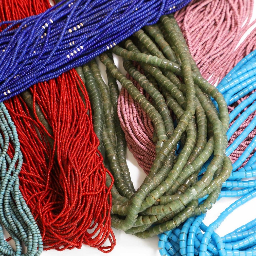 Six Nepal/Naga multi-strand bead necklaces, early 20th century, Northeast India, (1 of 2)