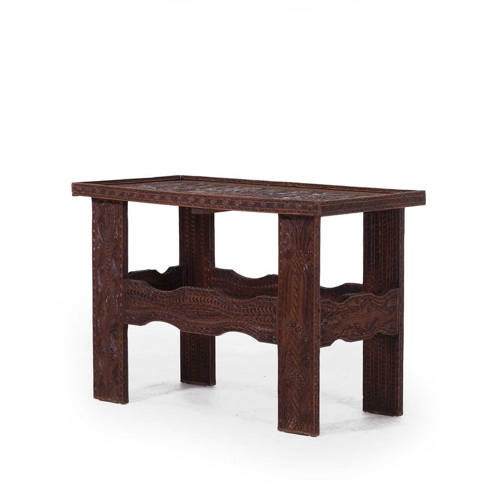 A carved hardwood table, 20th century, Nigerian, (1 of 5)