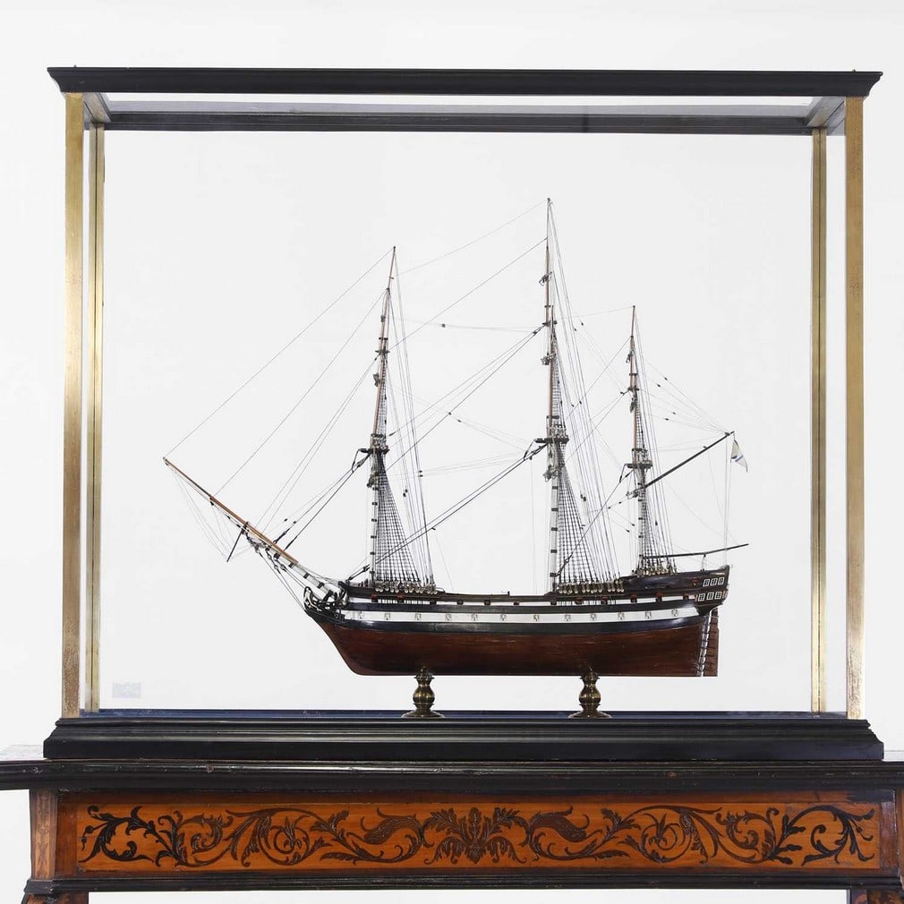 A cased model of the Russian 66-gunship 'Pobedonosec' (c.1780), 20th century, (1 of 3)