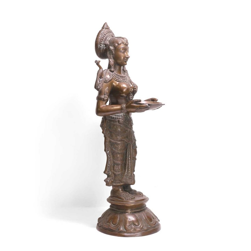 A large bronze figure of the Hindu goddess Deepalakshmi, 20th century, Indian, (1 of 4)