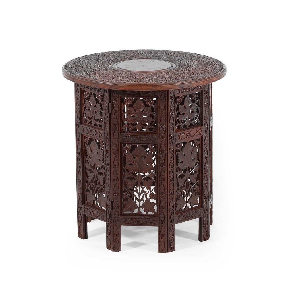 Two carved hardwood occasional tables, 20th century, Indian, (1 of 6)