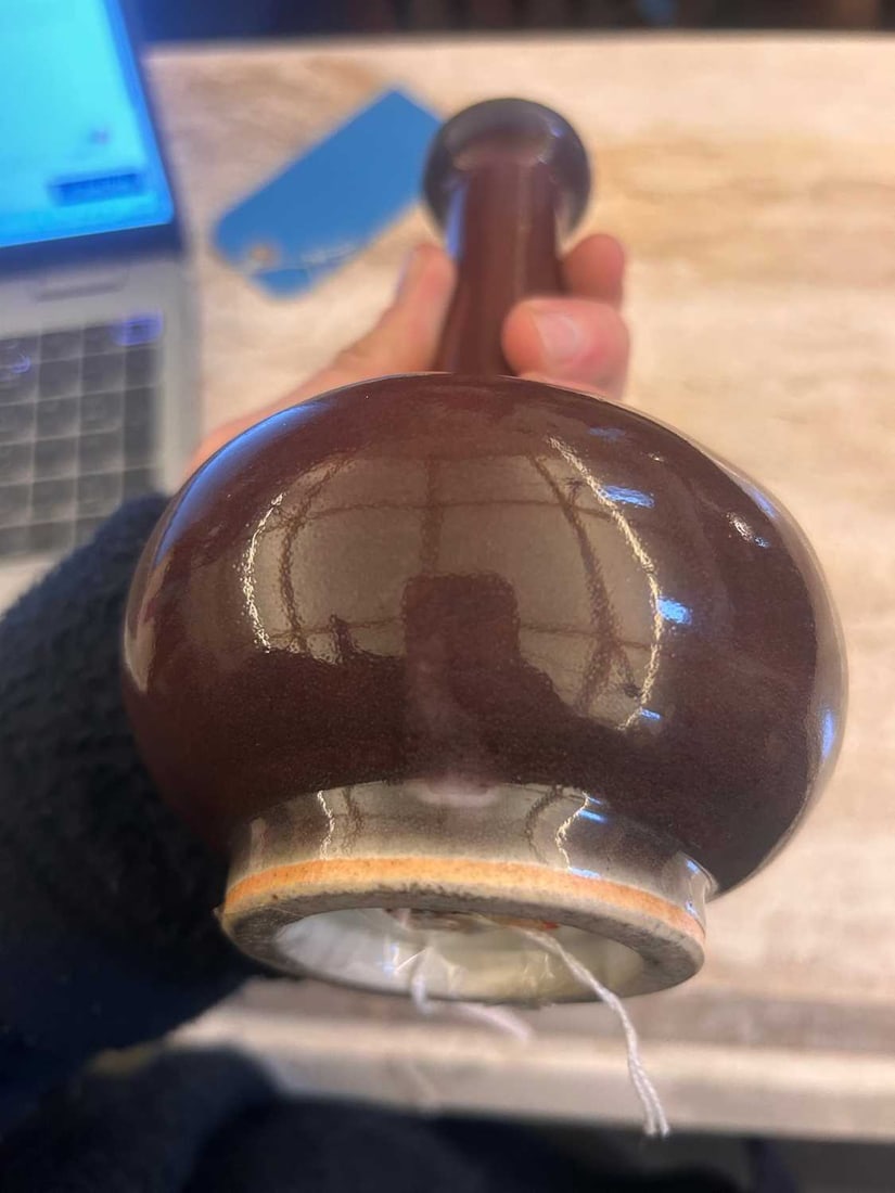 A Chinese copper red-glazed vase, 20th century - 4