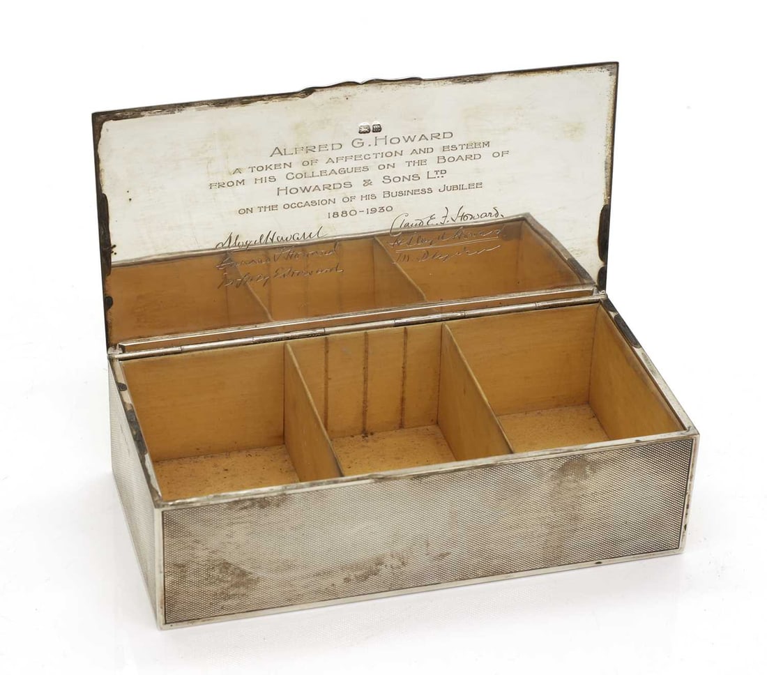 A silver cigarette box, - 2