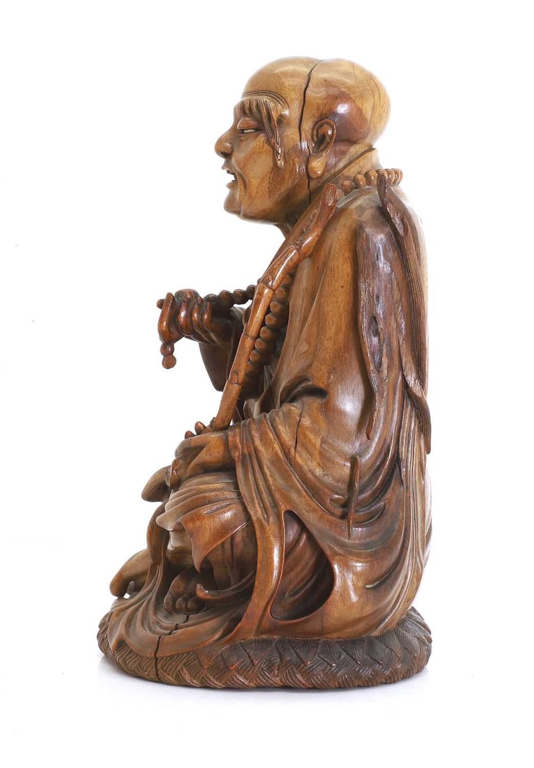 A Chinese wooden carving of an emaciated Buddhist monk, 20th century, - 2