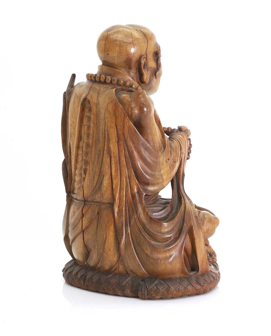 A Chinese wooden carving of an emaciated Buddhist monk, 20th century, - 3