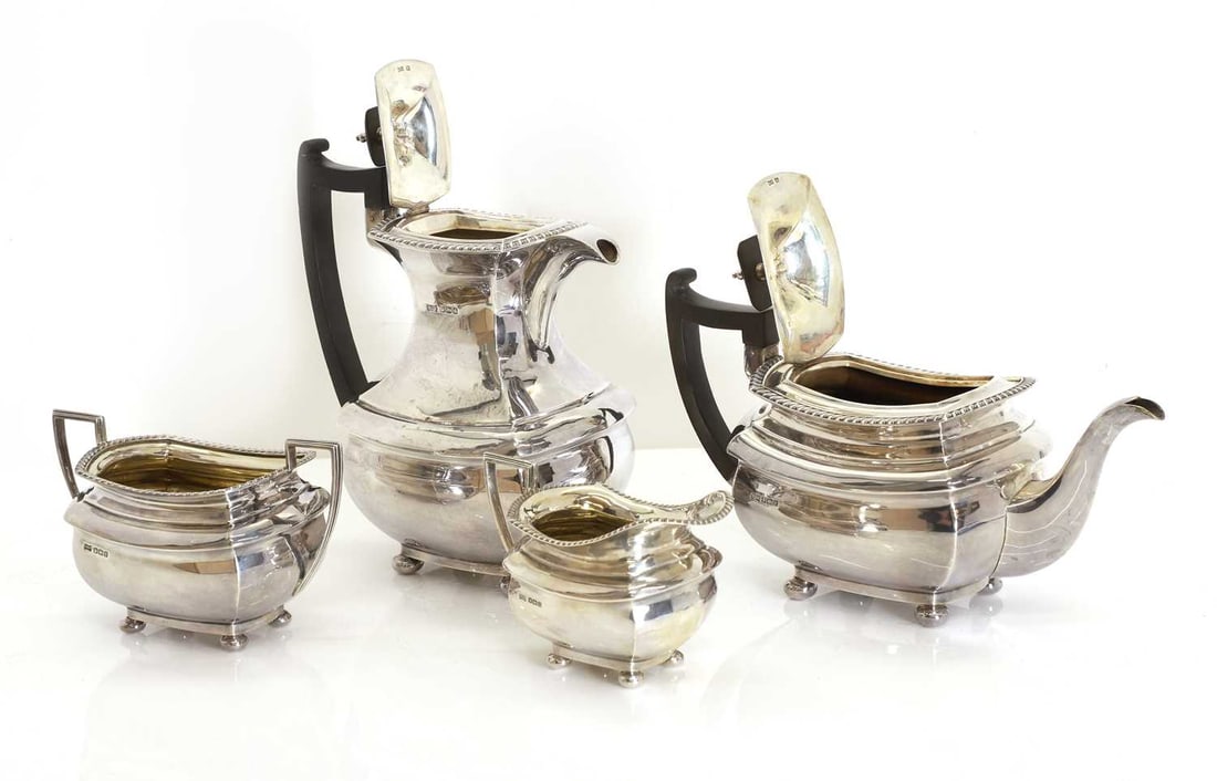 A four piece silver tea service - 3