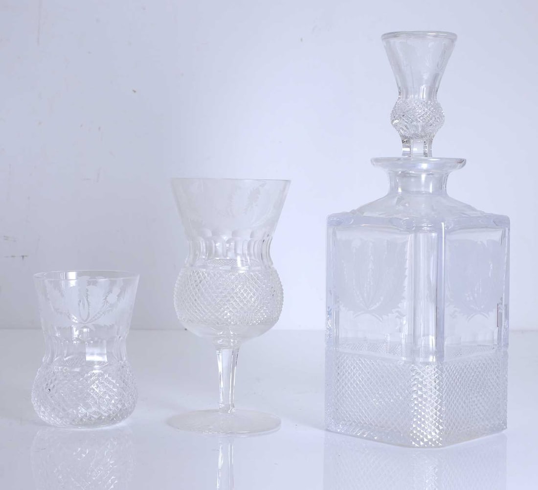 A collection of 'Thistle' pattern Edinburgh glass, Od modern manufacture, - 2
