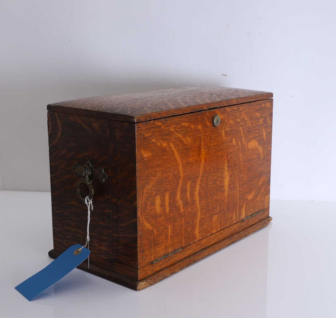 A Victorian oak correspondence box Late 19th century - 2