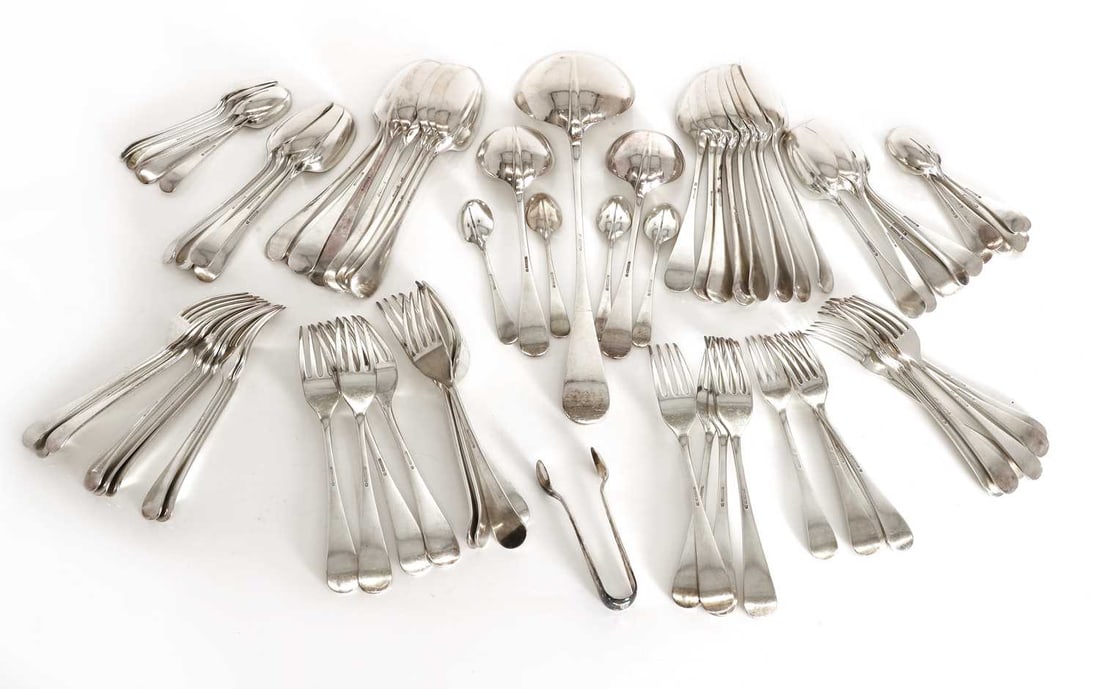 A collection of silver plated rat tail cutlery, - 3