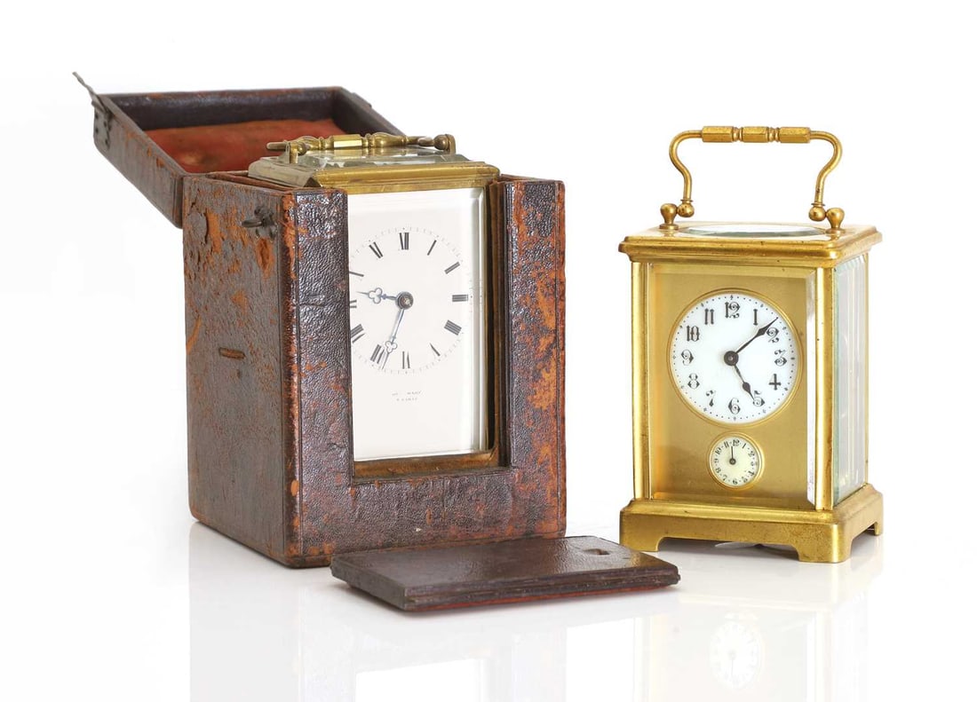 A pair of French brass striking carriage clocks 19th / 20th century (1 of 4)