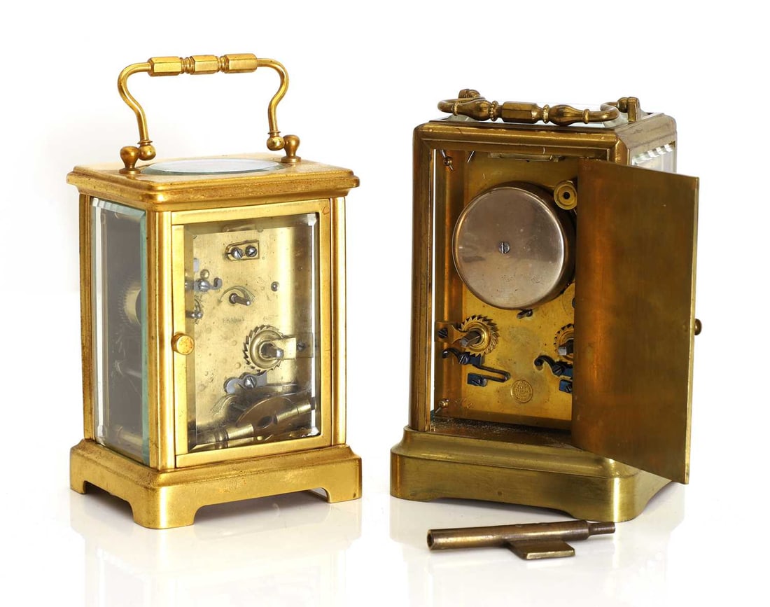 A pair of French brass striking carriage clocks 19th / 20th century - 4