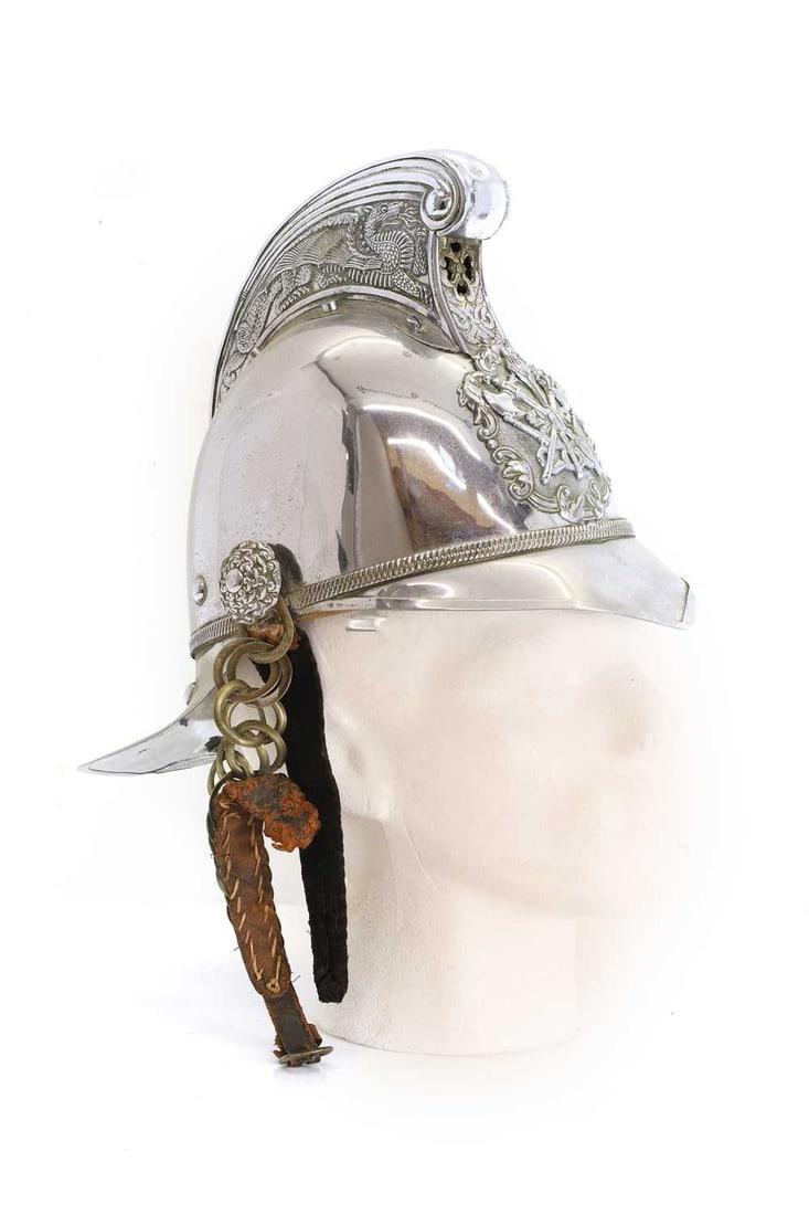 A plated Merryweather fireman's helmet, Early 20th century, (1 of 6)