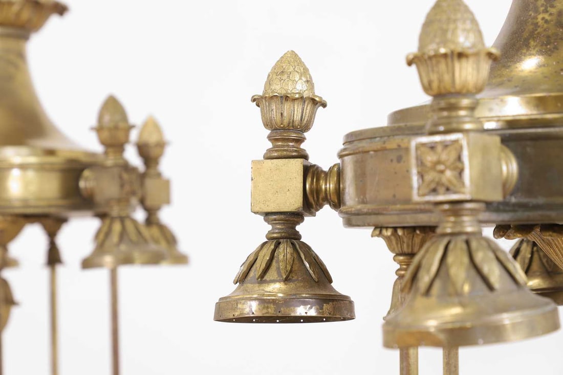 A pair of large Louis XVI-style gilt-brass lanterns, Late 19th/early 20th century, - 2