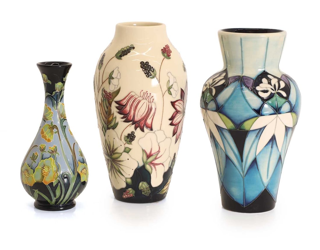 A collection of three Moorcroft vases, 21th century, - 2