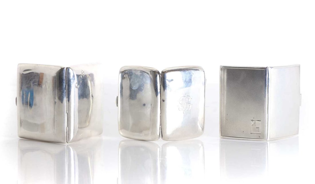 Three silver cigarette cases, (1 of 1)
