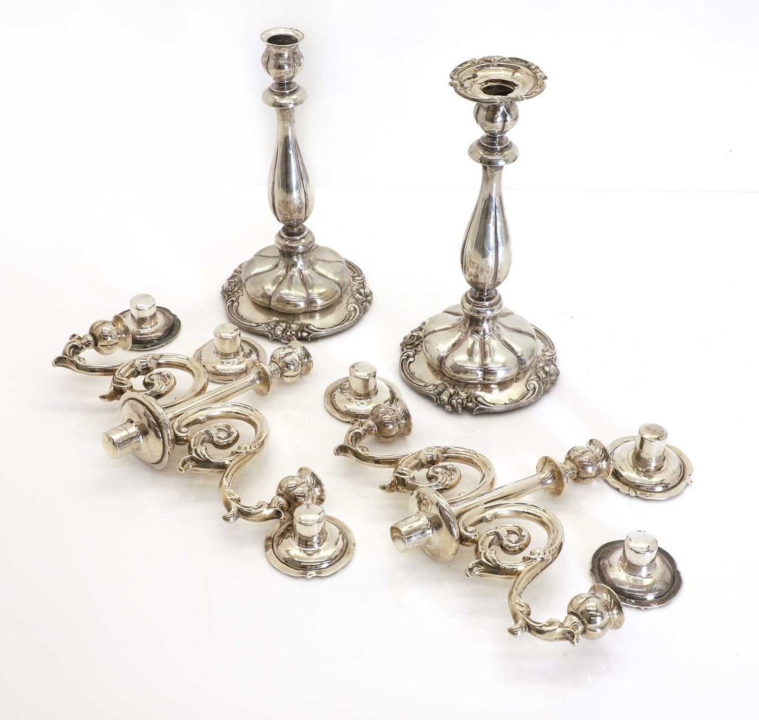 A pair of Dutch .833 standard silver candlesticks, - 3
