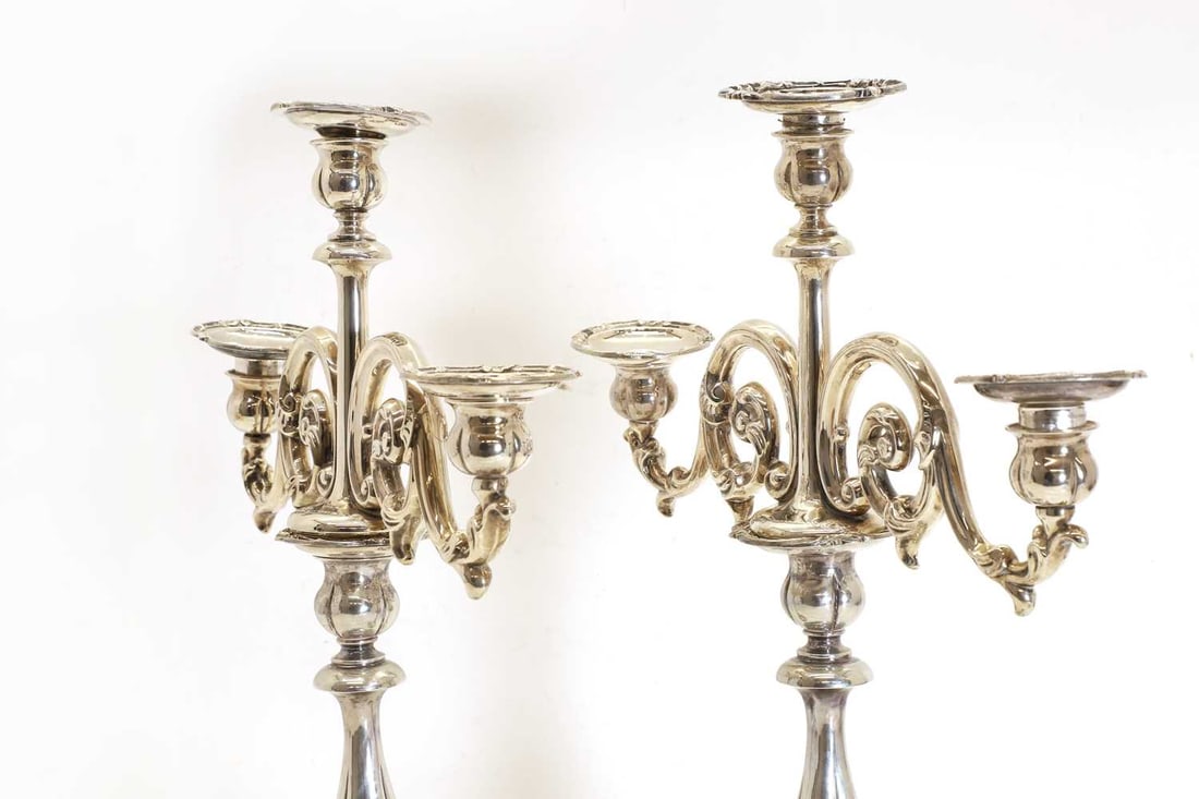 A pair of Dutch .833 standard silver candlesticks, - 4
