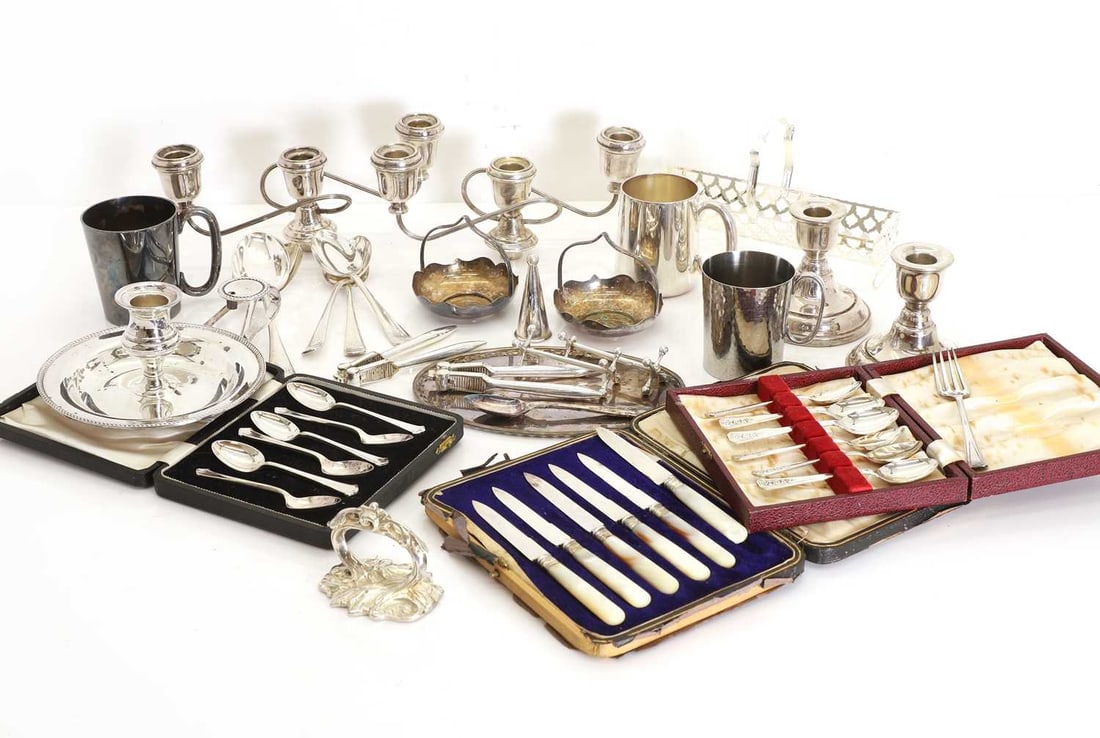 A pair of silver-plated candelabra, 19th century / 20th century, - 2