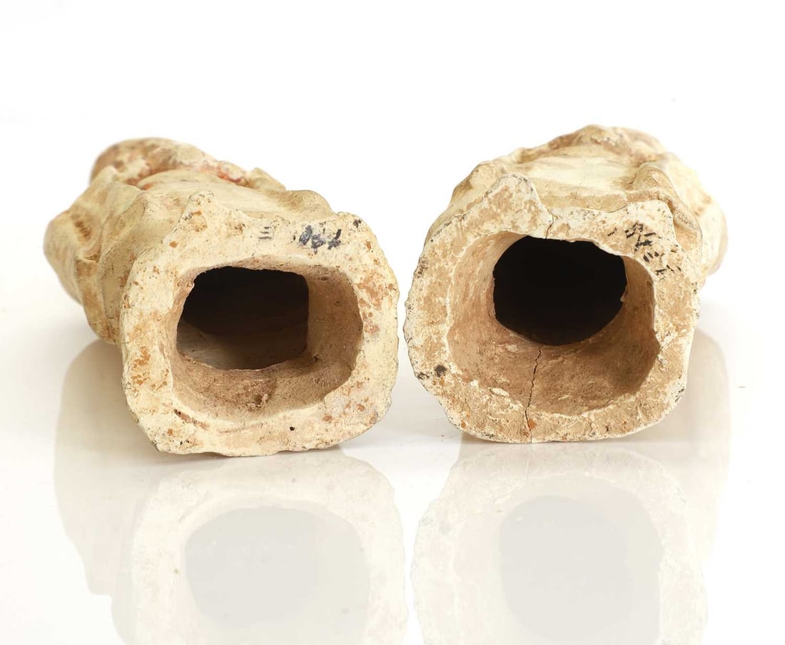 A pair of Chinese pottery attendant figures, Tang Dynasty, - 3