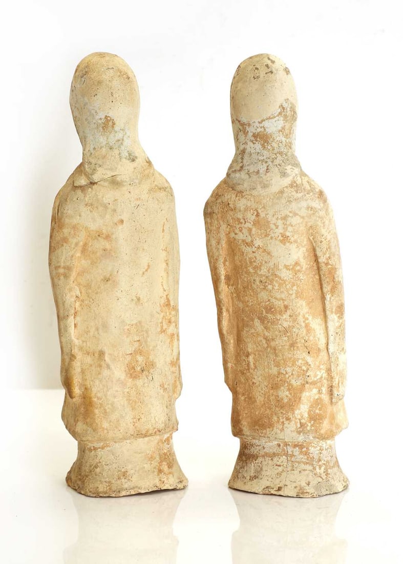 A pair of Chinese pottery attendant figures, Tang Dynasty, - 4
