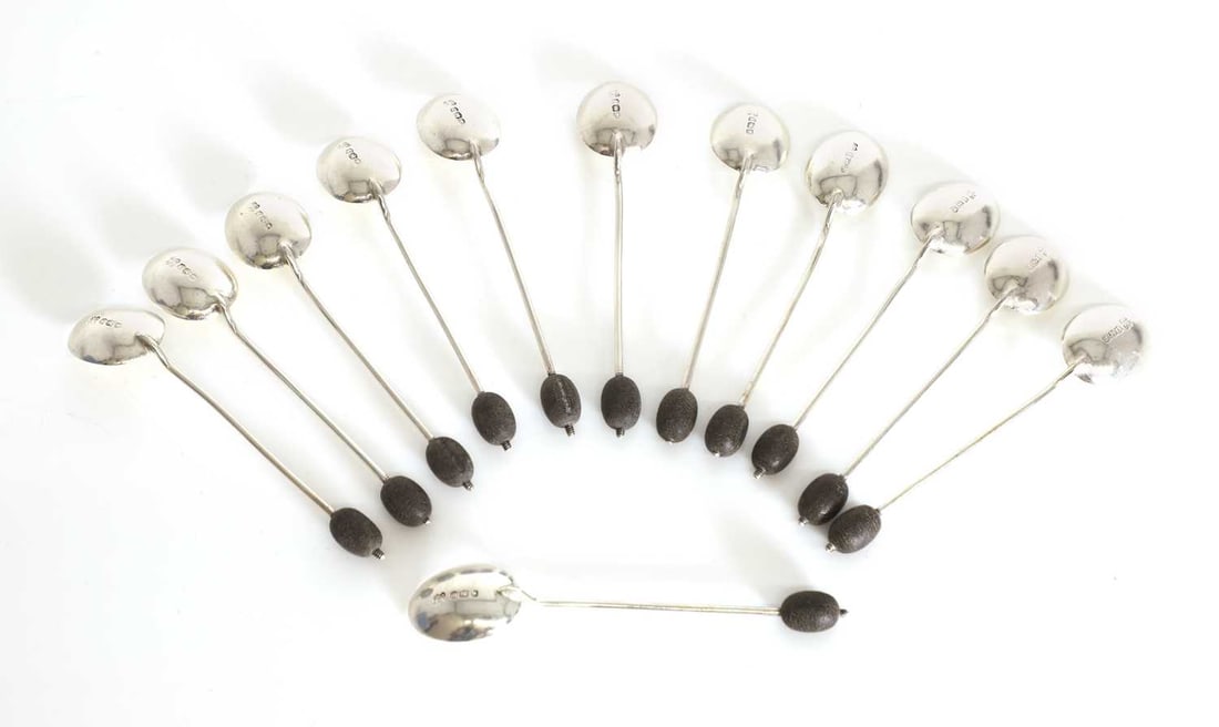 A set of twelve silver coffee spoons, by Martin Hall & Co, Sheffield, 1928 - 3