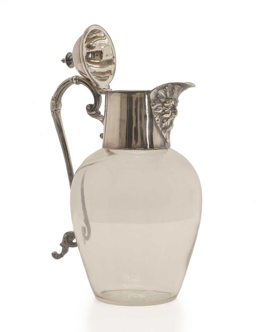 A silvered mounted glass claret jug, 19th century (1 of 2)