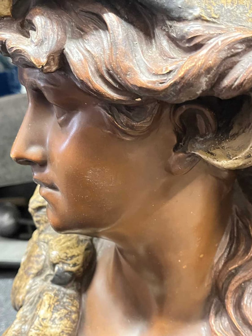 Albert-Ernest Carrier-Belleuse (French, 1824-1887) for Goldscheider A bust of a warrior woman in bea - 12