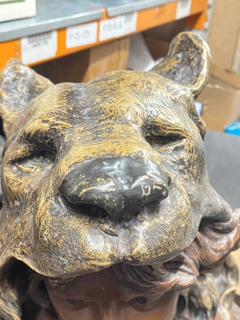 Albert-Ernest Carrier-Belleuse (French, 1824-1887) for Goldscheider A bust of a warrior woman in bea - 16