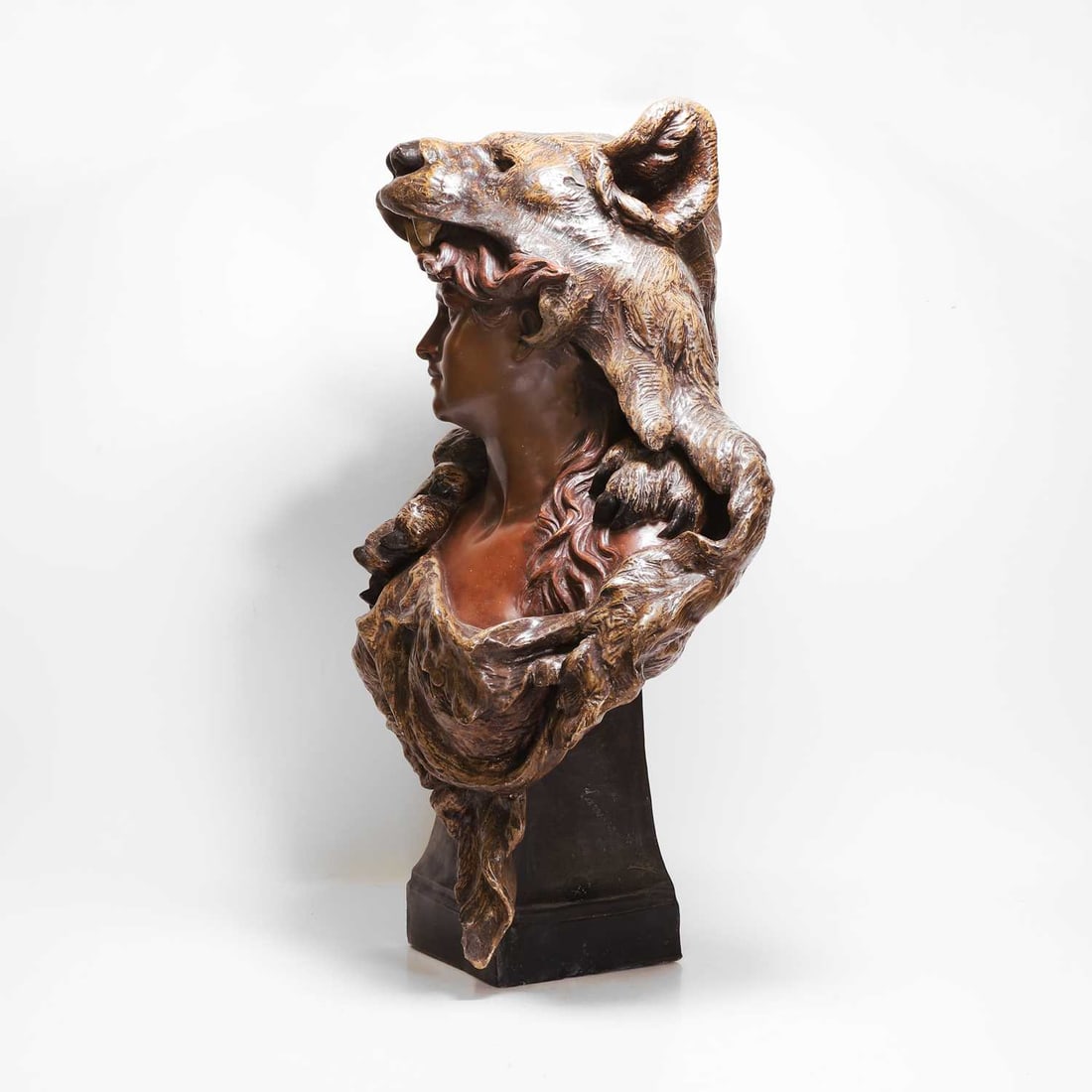 Albert-Ernest Carrier-Belleuse (French, 1824-1887) for Goldscheider A bust of a warrior woman in bea - 2