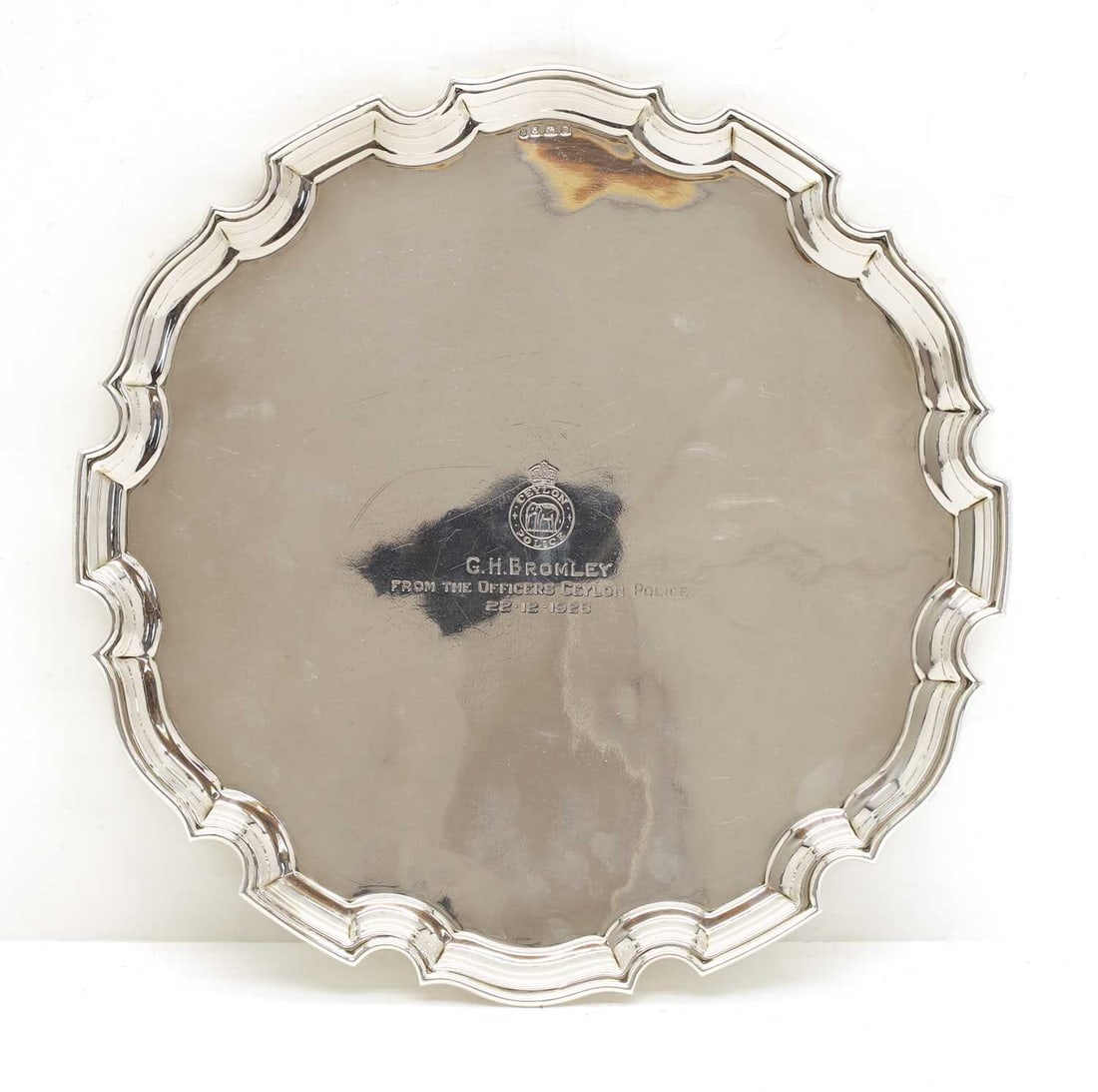 A silver salver, (1 of 3)