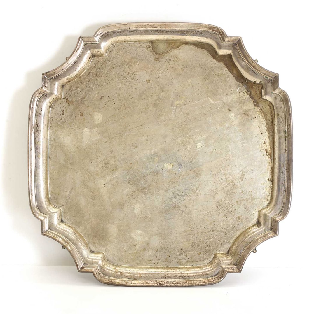 A silver salver, - 2
