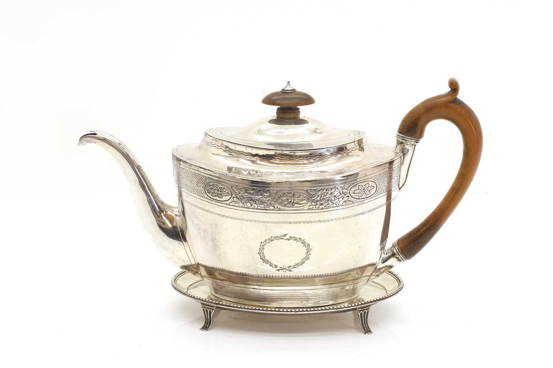A George III silver teapot London, 1805 (1 of 3)
