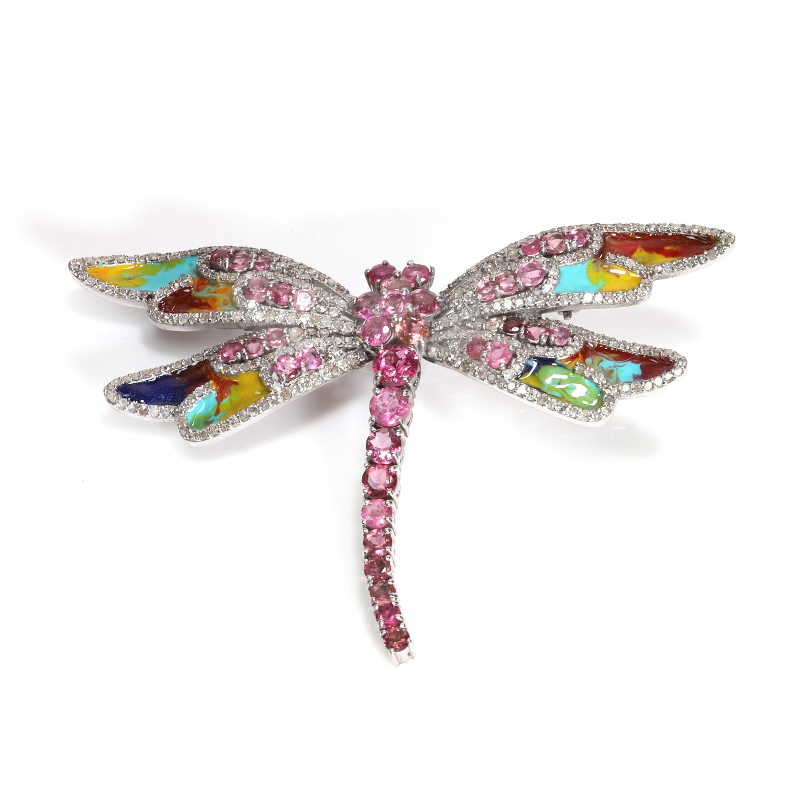 A gemstone set dragonfly brooch/pendant, (1 of 2)